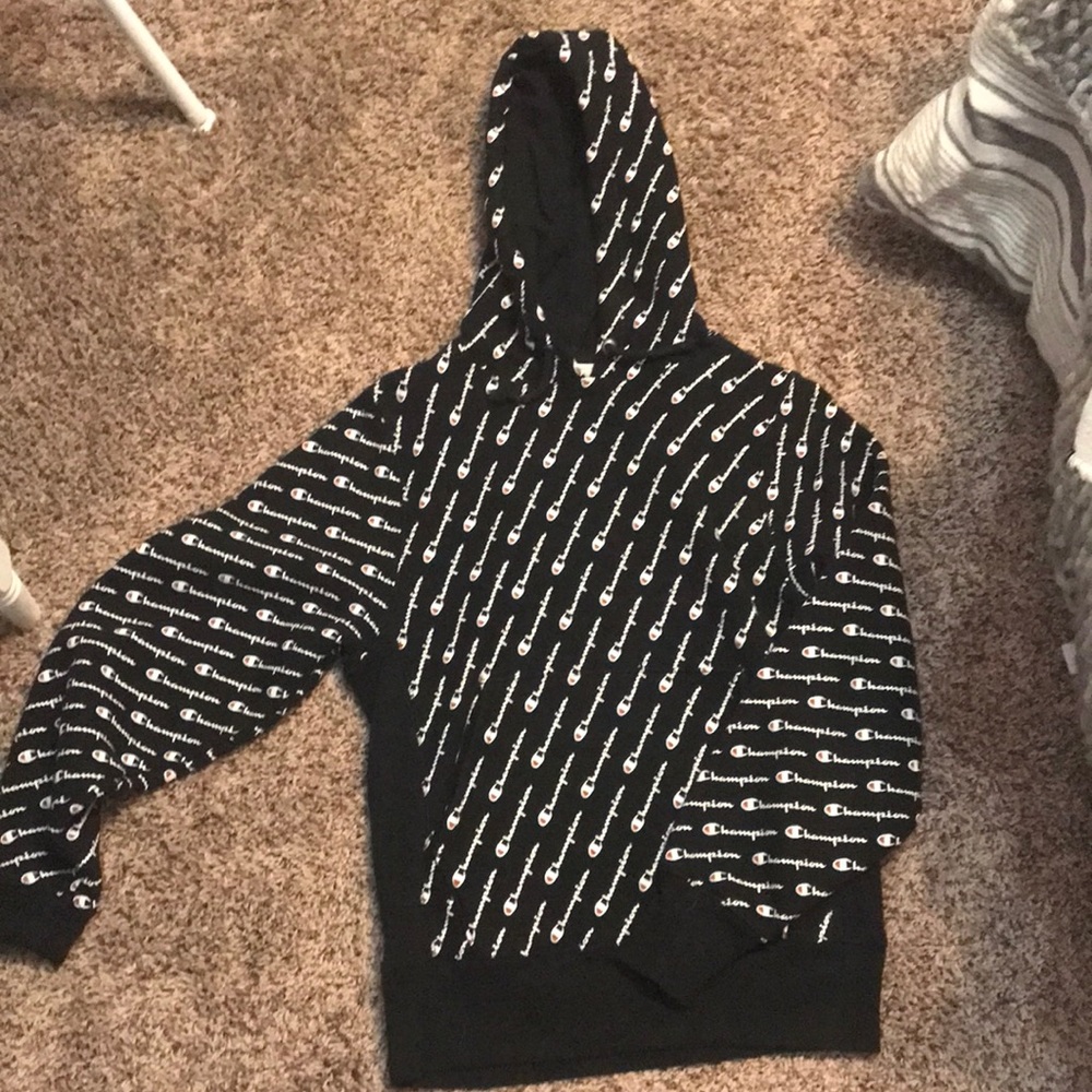 Black champion pattern hoodie